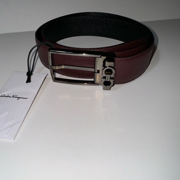 Salvatore Ferragamo Gancini keeper reversible adjustable belt black/brown 34 NWT - Picture 4 of 11